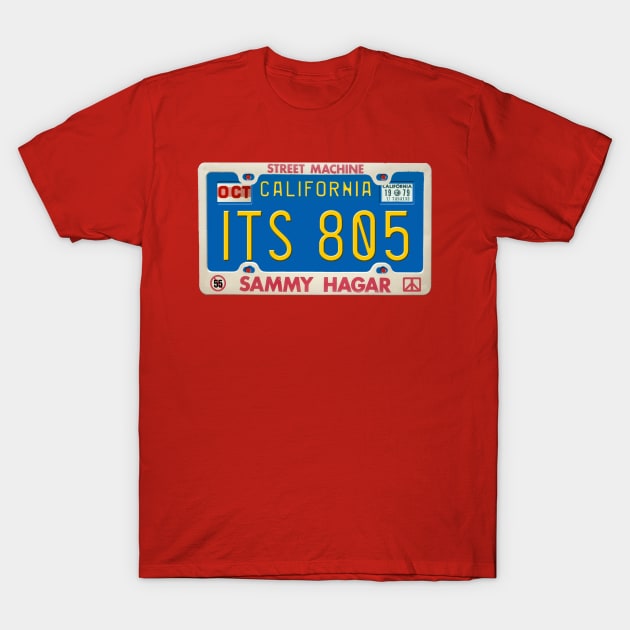 Sammy Hagar - It's 8:05 (Time to Rock) License Plate T-Shirt by RetroZest